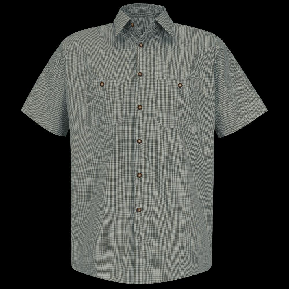 red kap Men's Short Sleeve Microcheck Uniform Shirt