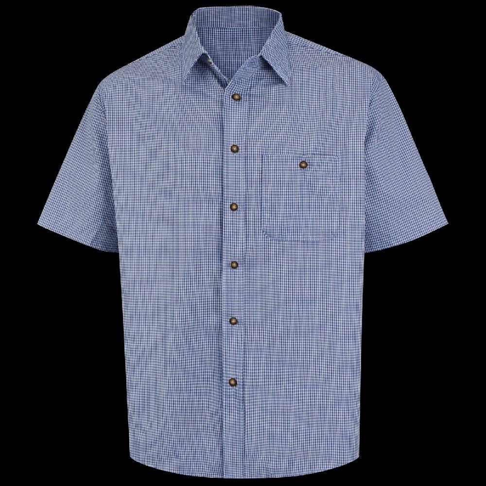 red kap Men's Short Sleeve Mini-Plaid Uniform Shirt