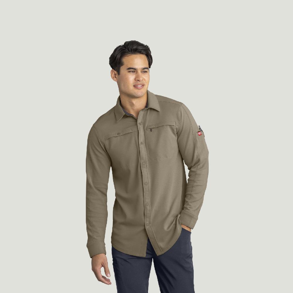 red kap Men's Snap Front Jersey Long Sleeve Work Shirt
