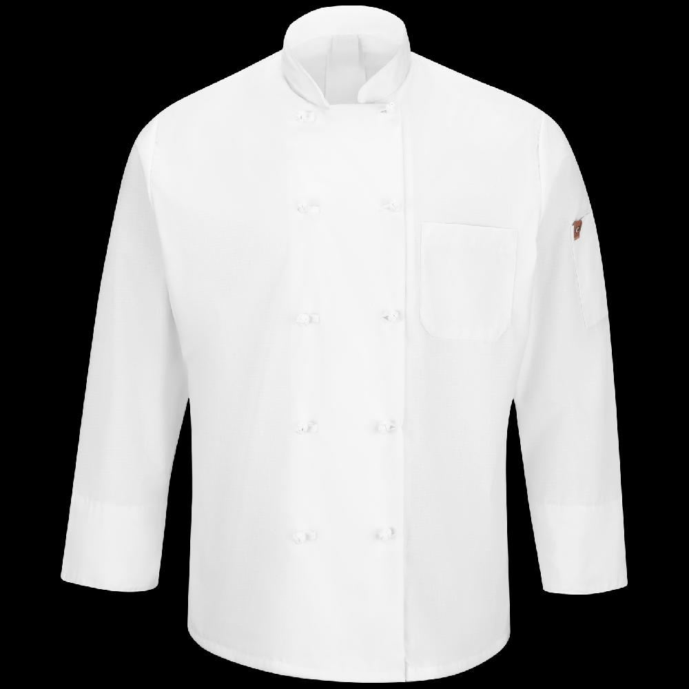Red Kap Men's Ten Knot Button Chef Coat With OilBlok + MIMIX®