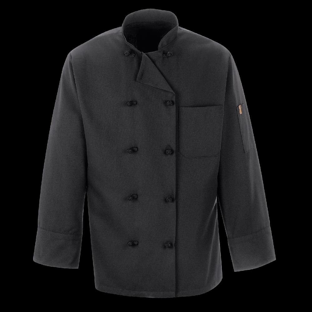 red kap Black Chef Coat Ten Knot Buttons