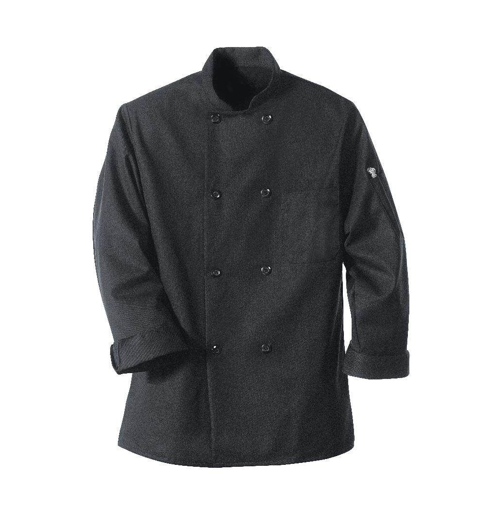 Red Kap Eight Pearl Button Black Chef Coat