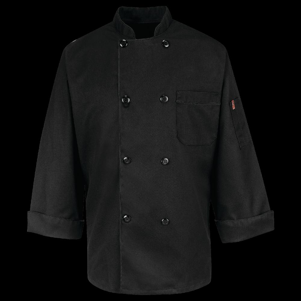 red kap Eight Pearl Button Black Chef Coat