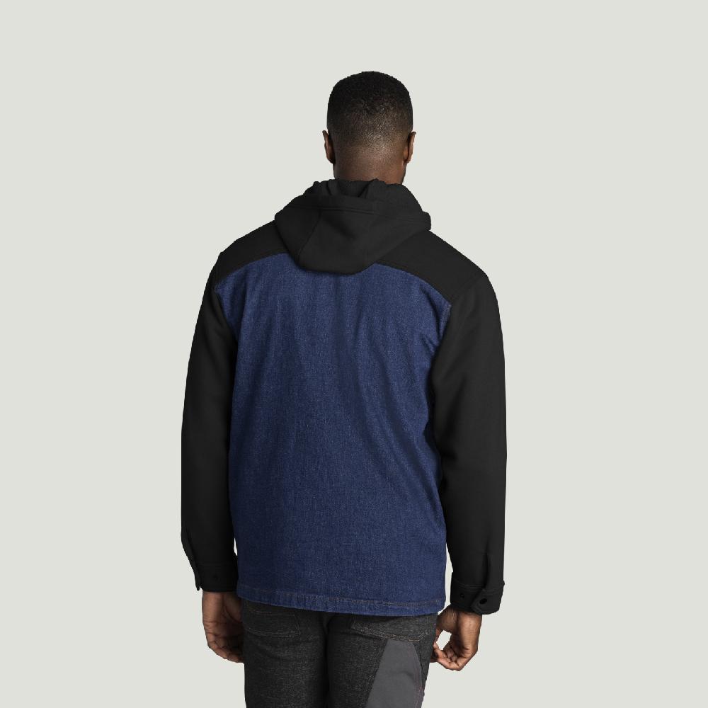 Red Kap Men’s Denim And Fleece Hooded Shirt Jacket