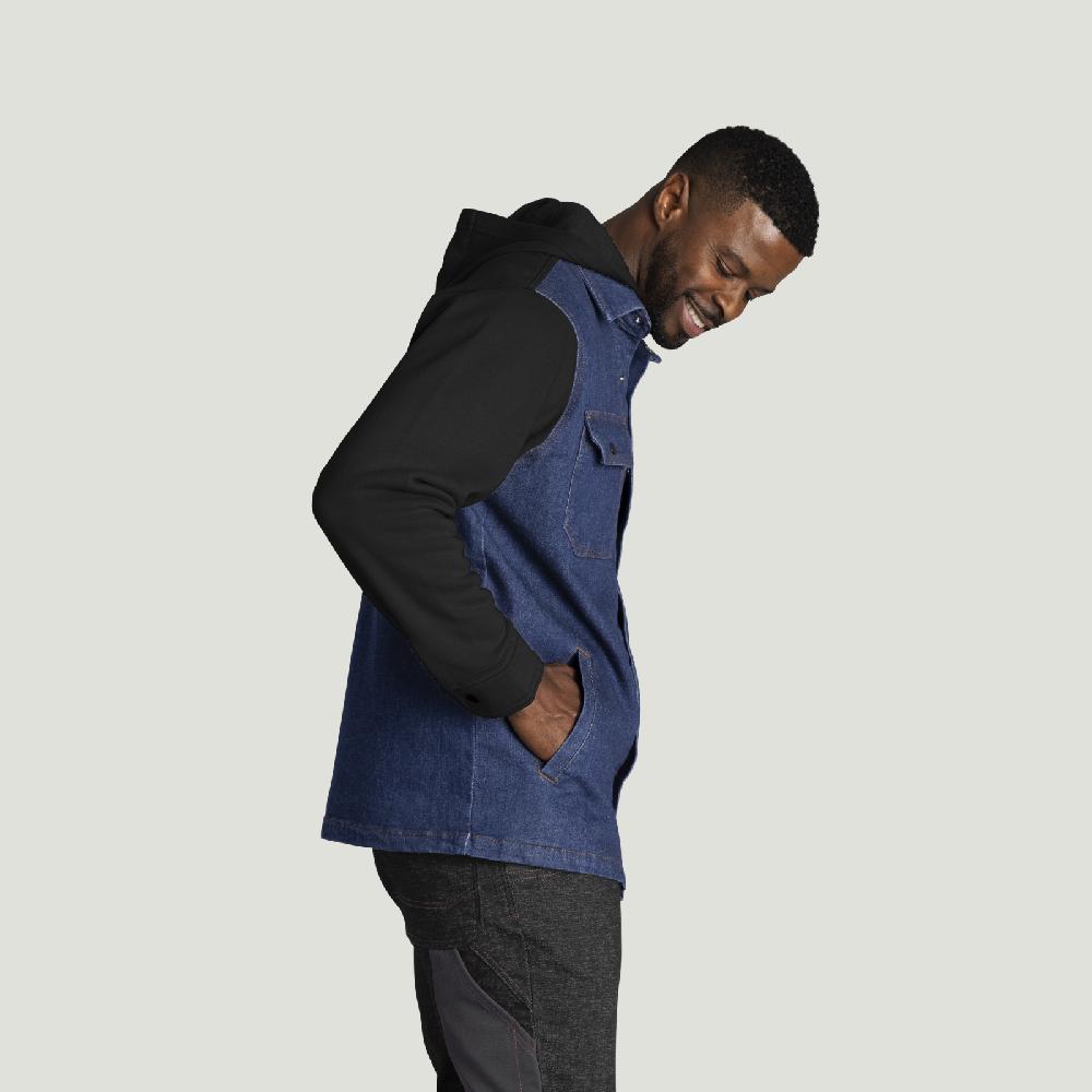 Red Kap Men’s Denim And Fleece Hooded Shirt Jacket