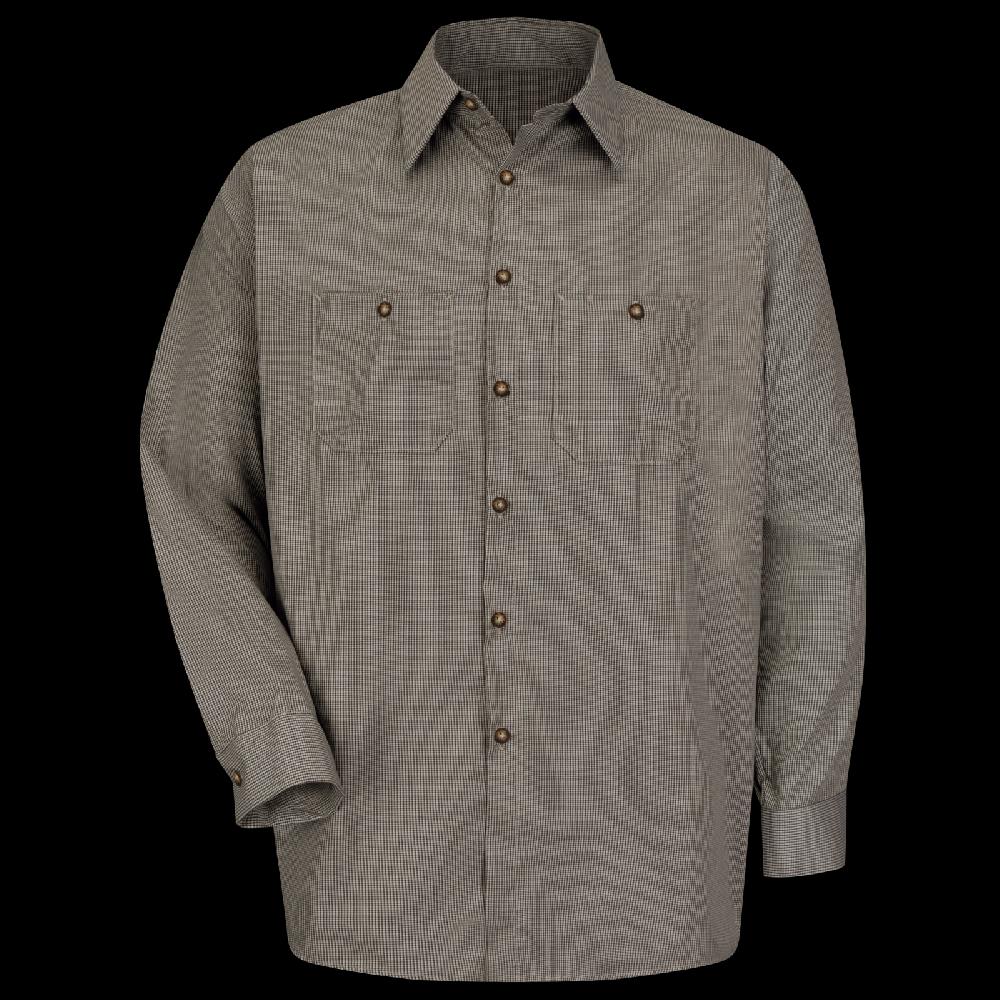 red kap Men's Long Sleeve Microcheck Uniform Shirt