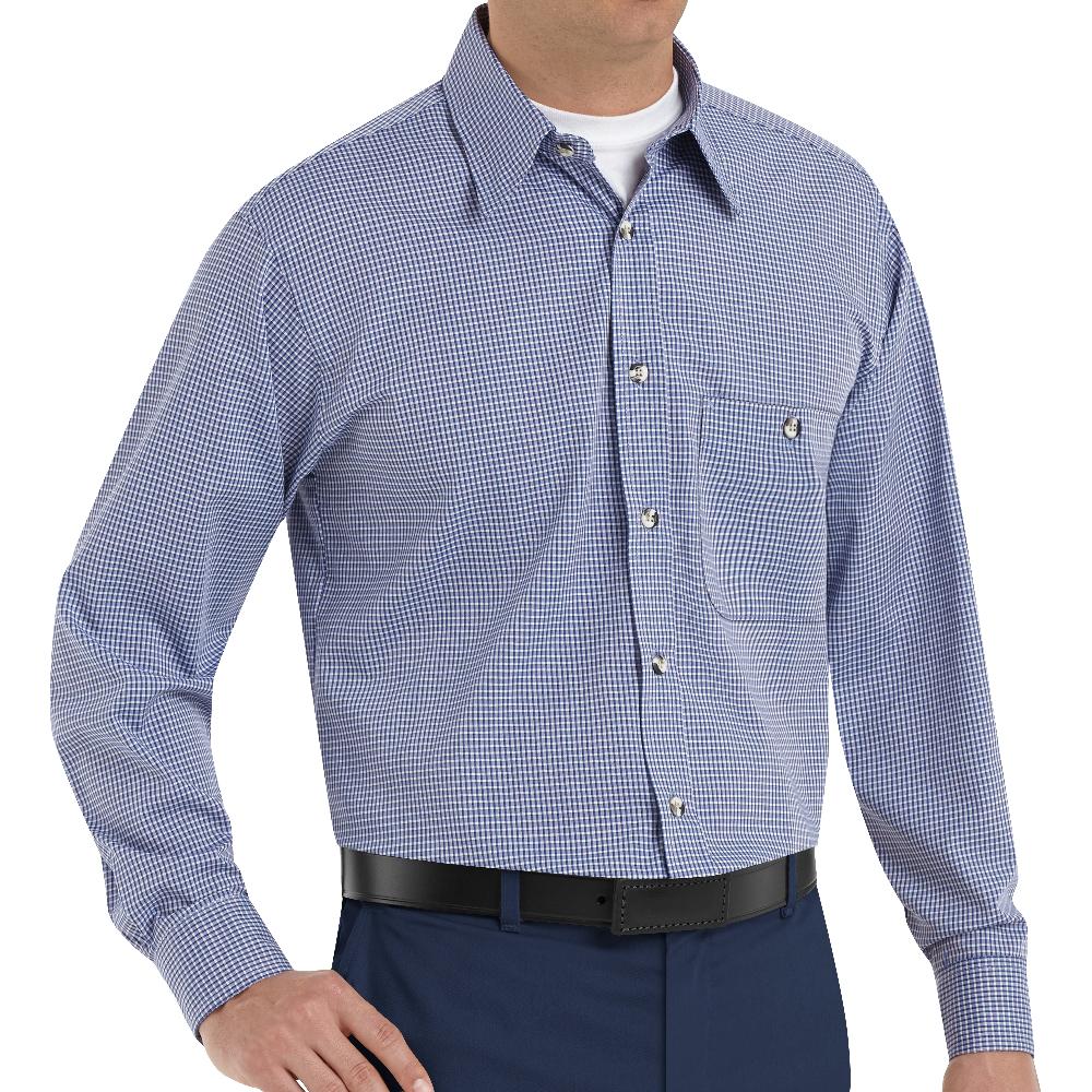 Red Kap Men's Long Sleeve Mini-Plaid Uniform Shirt