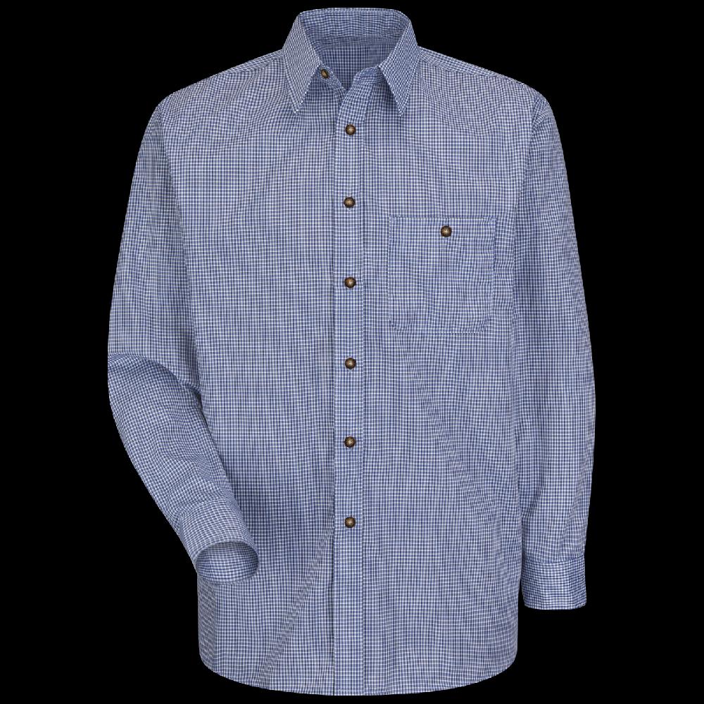 red kap Men's Long Sleeve Mini-Plaid Uniform Shirt