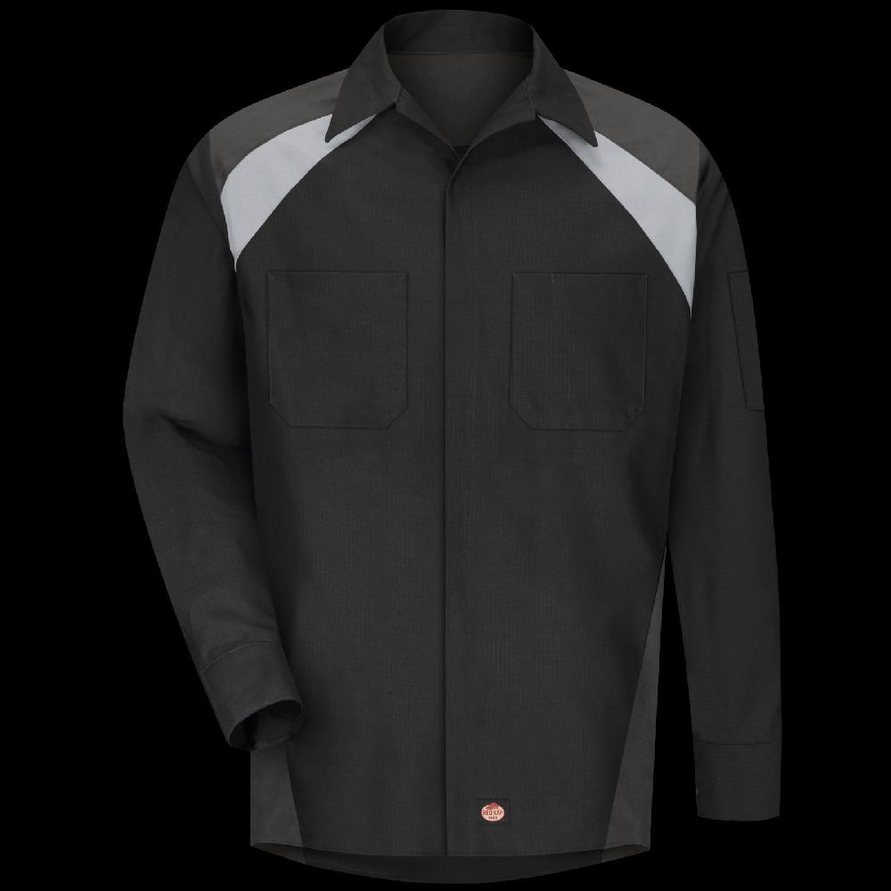 red kap Men's Long Sleeve Tri-Color Shop Shirt