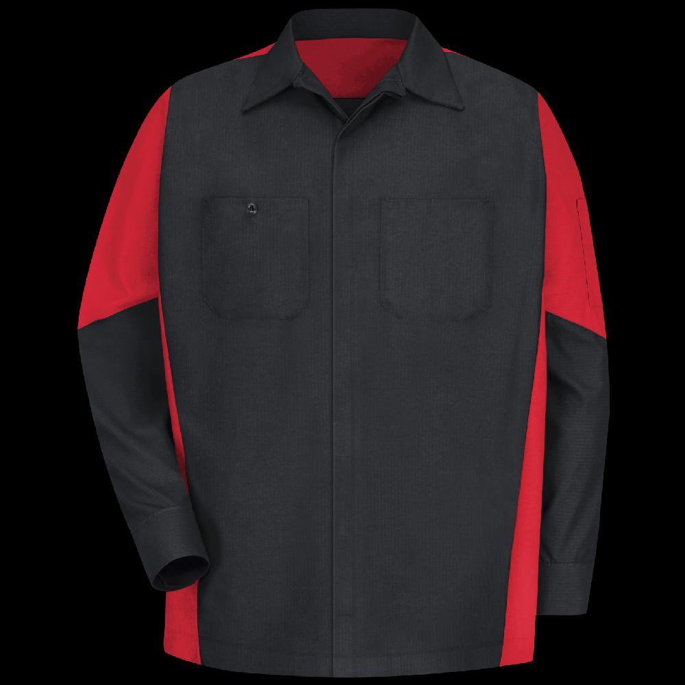 red kap Men's Long Sleeve Two-Tone Crew Shirt