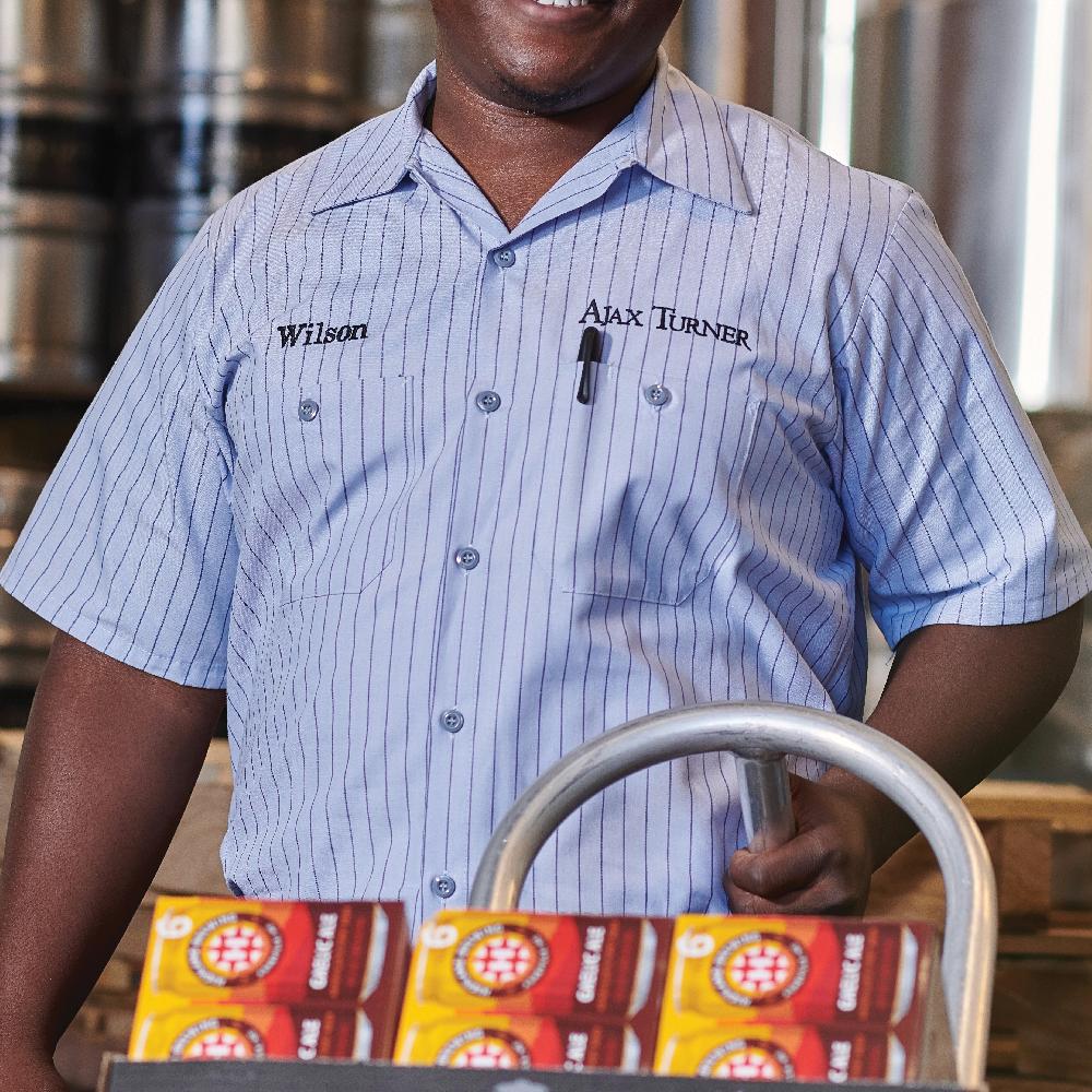 Red Kap Men's Short Sleeve Striped Work Shirt