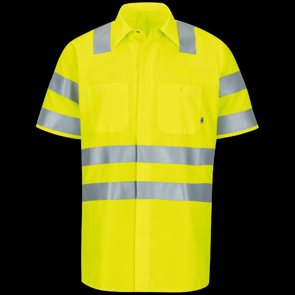 red kap Short Sleeve Hi-Visibility Ripstop Work Shirt with MIMIX® + OilBlok Type R Class 3
