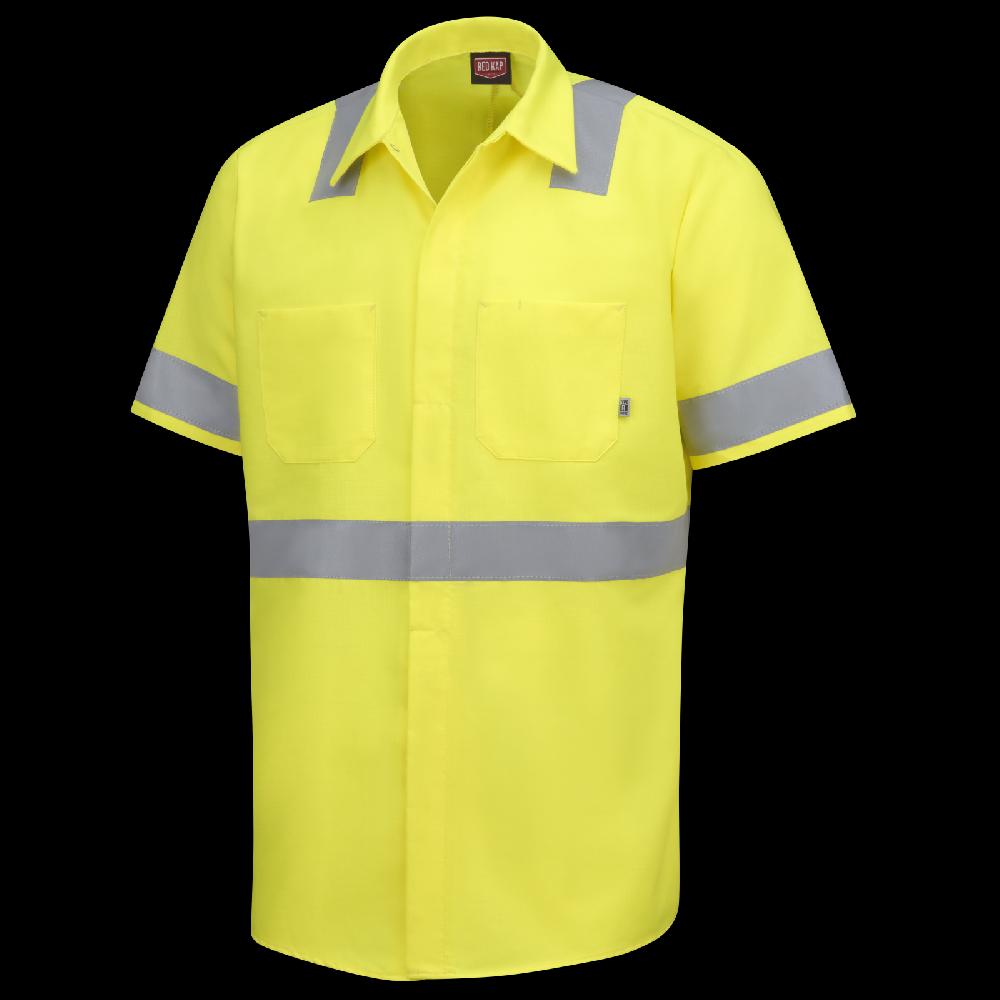 Red Kap Short Sleeve Hi-Visibility Ripstop Work Shirt With MIMIX® + OilBlok Type R Class 2