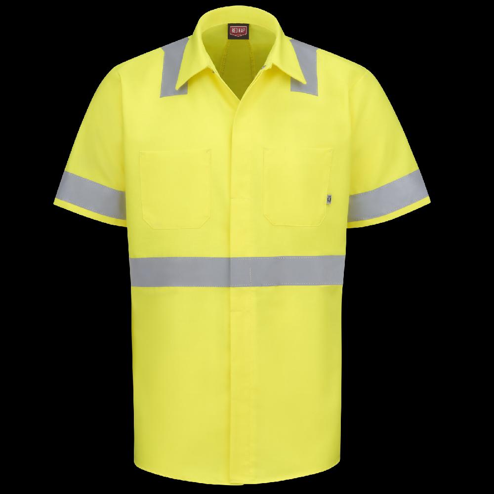 red kap Short Sleeve Hi-Visibility Ripstop Work Shirt with MIMIX® + OilBlok Type R Class 2
