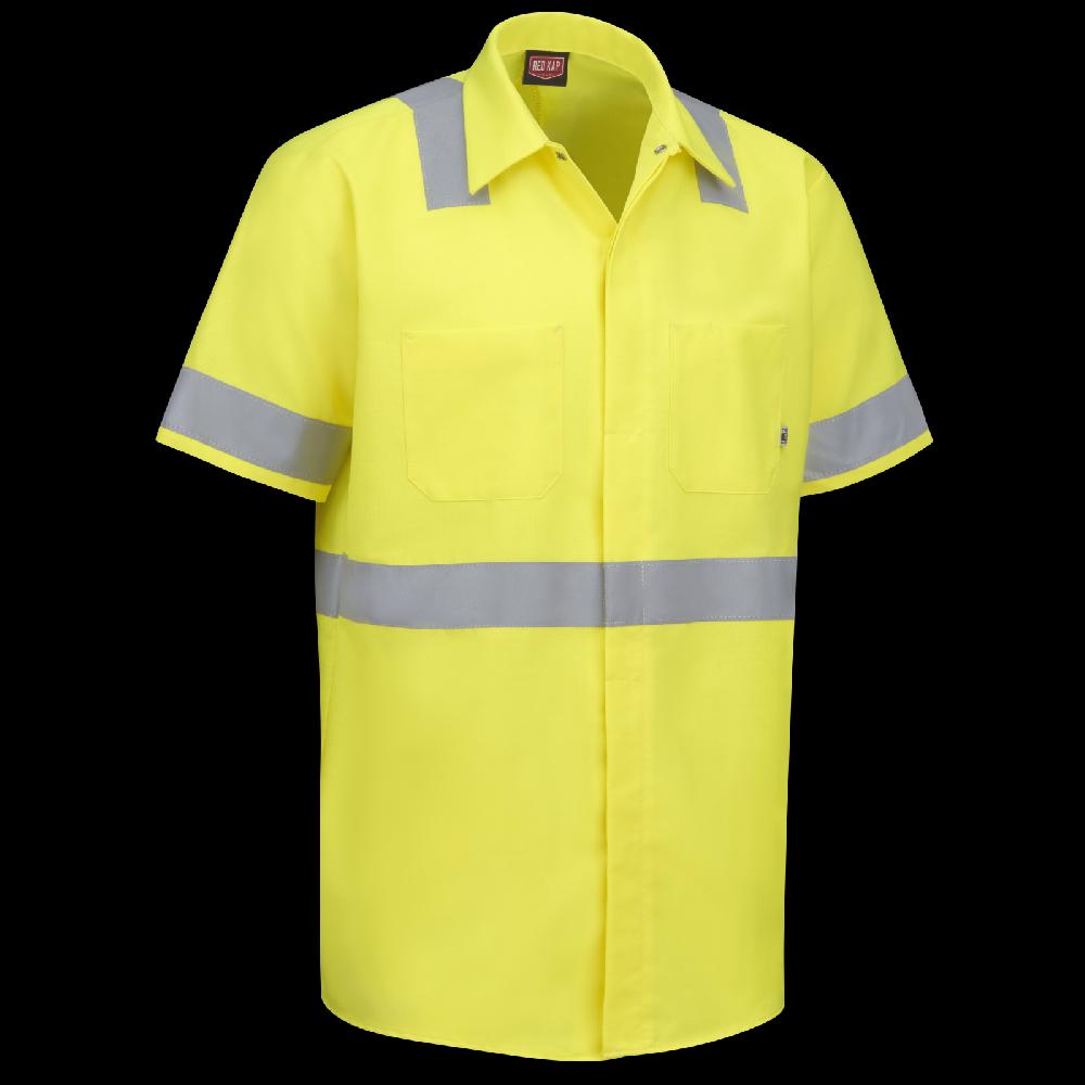 Red Kap Short Sleeve Hi-Visibility Ripstop Work Shirt With MIMIX® + OilBlok Type R Class 2