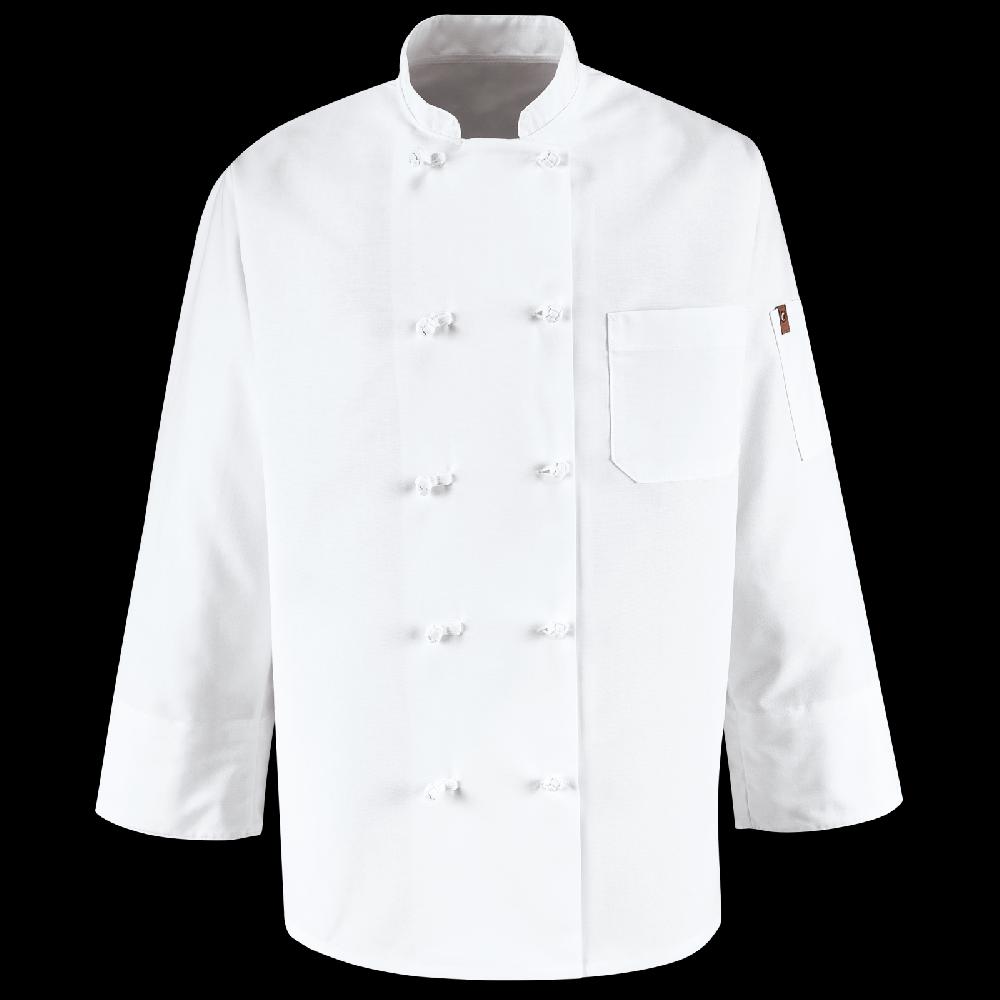 red kap Ten Knot Button Chef Coat with Thermometer Pocket