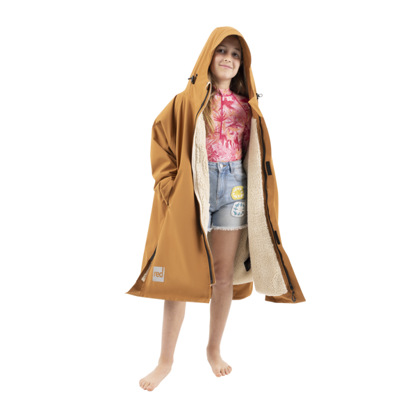Red Paddle Kids’ Long Sleeve Dry Waterproof Changing Robe Alter EVO Pro - Caramel