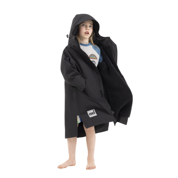 Red Paddle Kids’ Long Sleeve Dry Waterproof Changing Robe Alter EVO Pro - Stealth Black