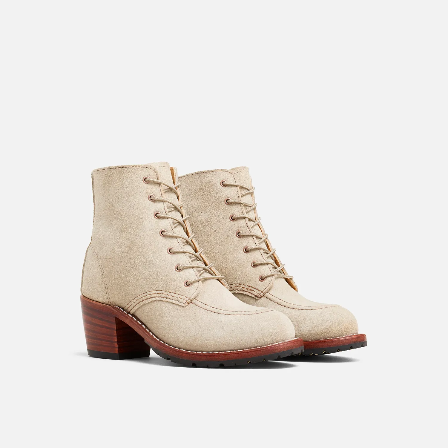 Red Wing Shoes Clara Women's Heeled Boot In White Sand Mohave Leather