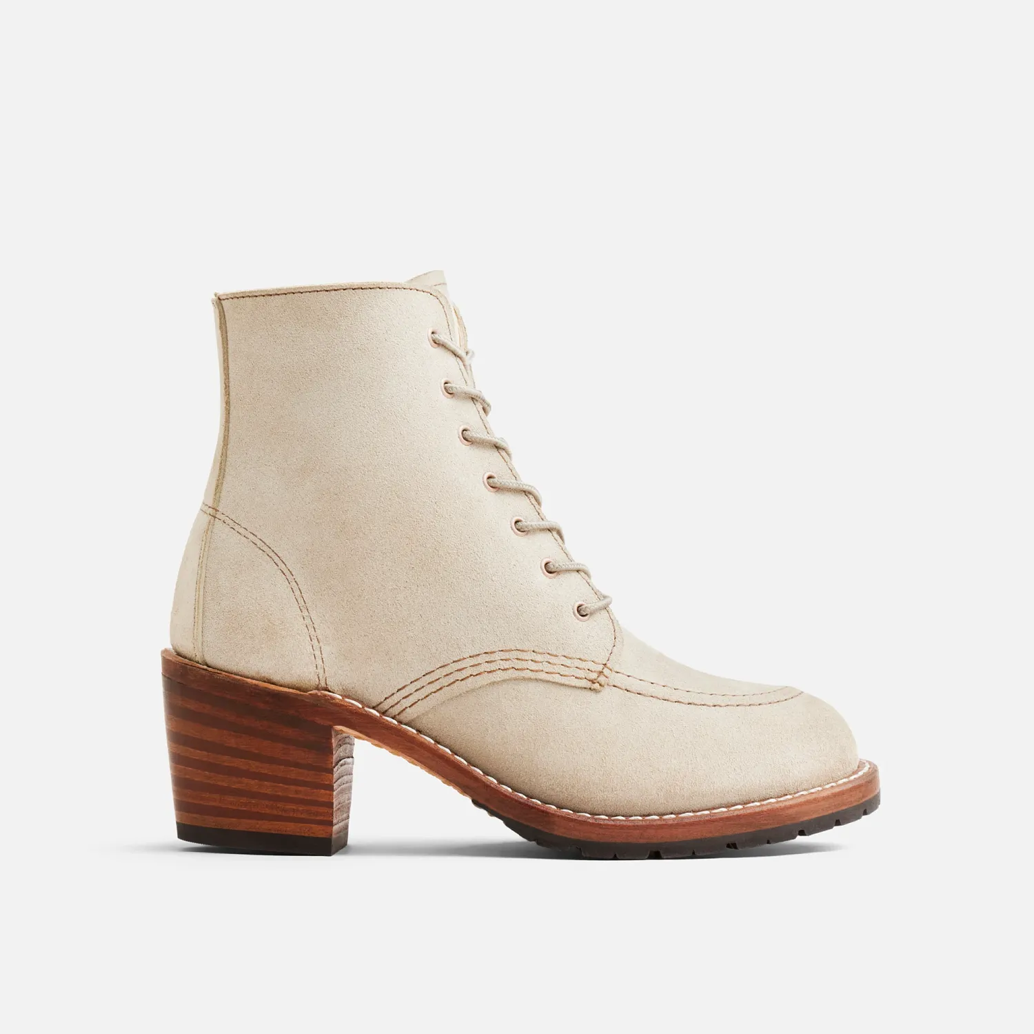 red wing shoes Clara Women's Heeled Boot in White Sand Mohave Leather