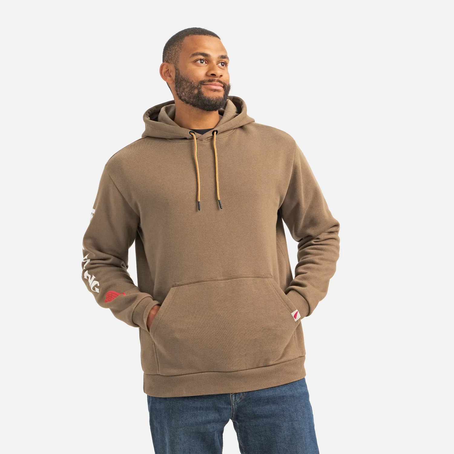 Red Wing Shoes Hoodie With Sleeve Print Men's Hoodie In Brown