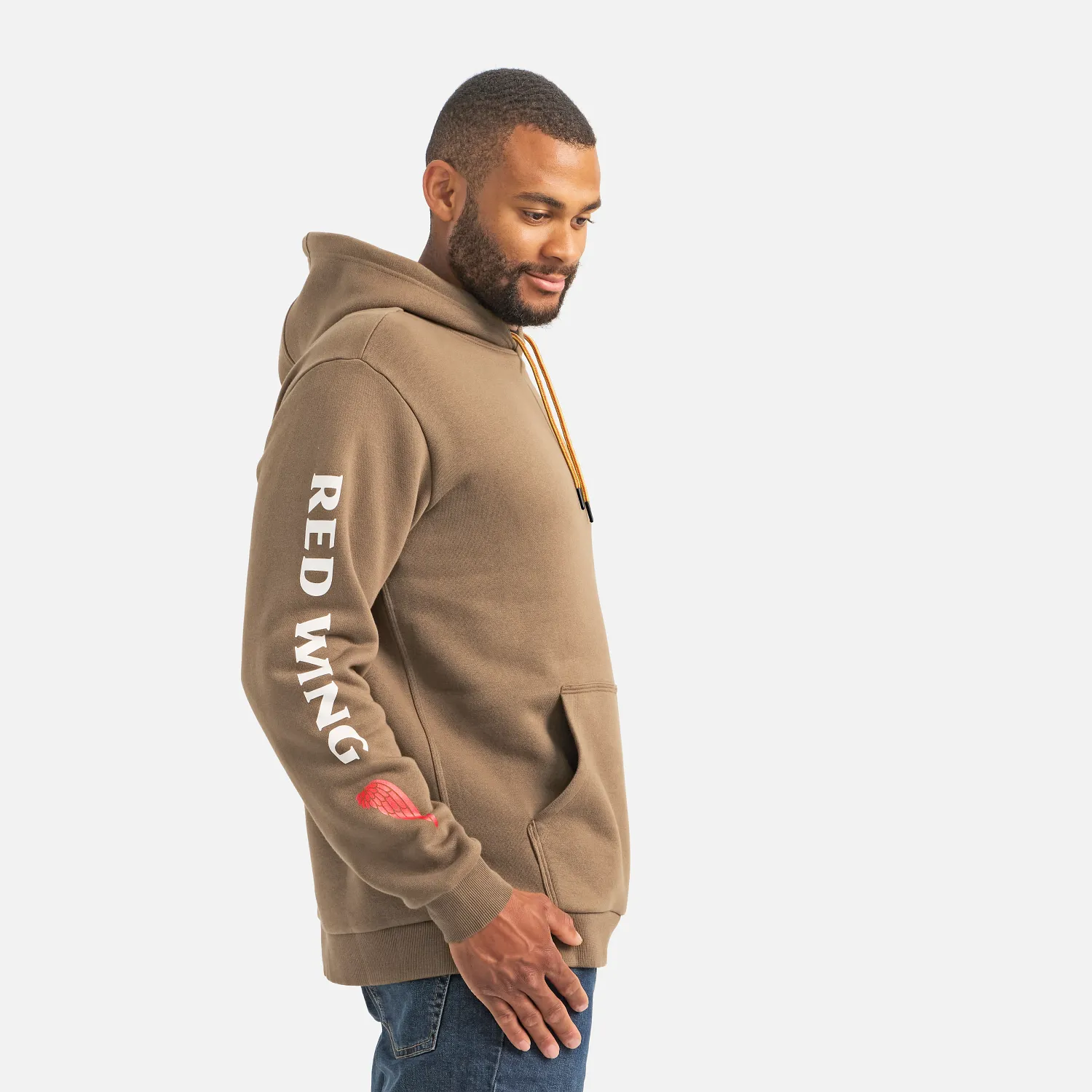 Red Wing Shoes Hoodie With Sleeve Print Men's Hoodie In Brown