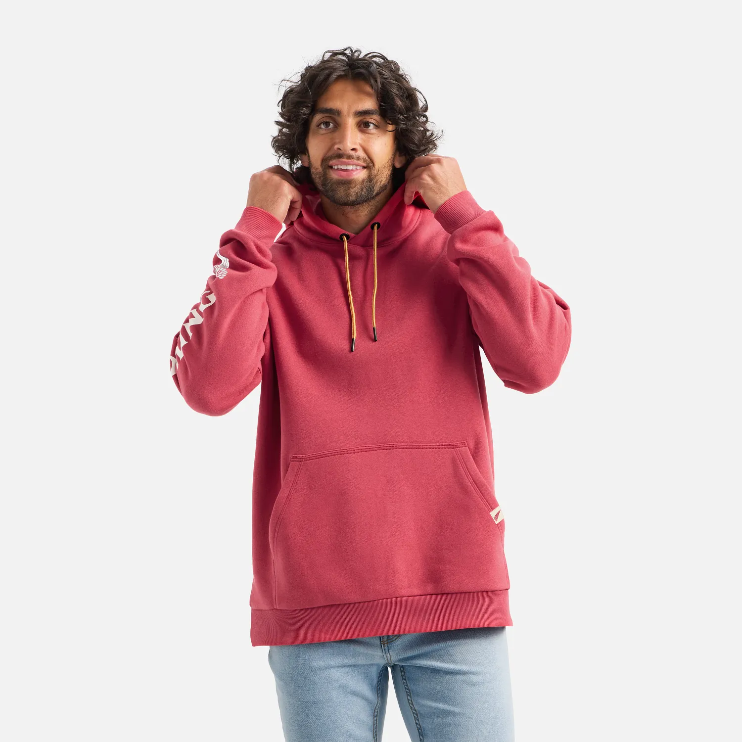 Red Wing Shoes Hoodie With Sleeve Print Men's Hoodie In Red