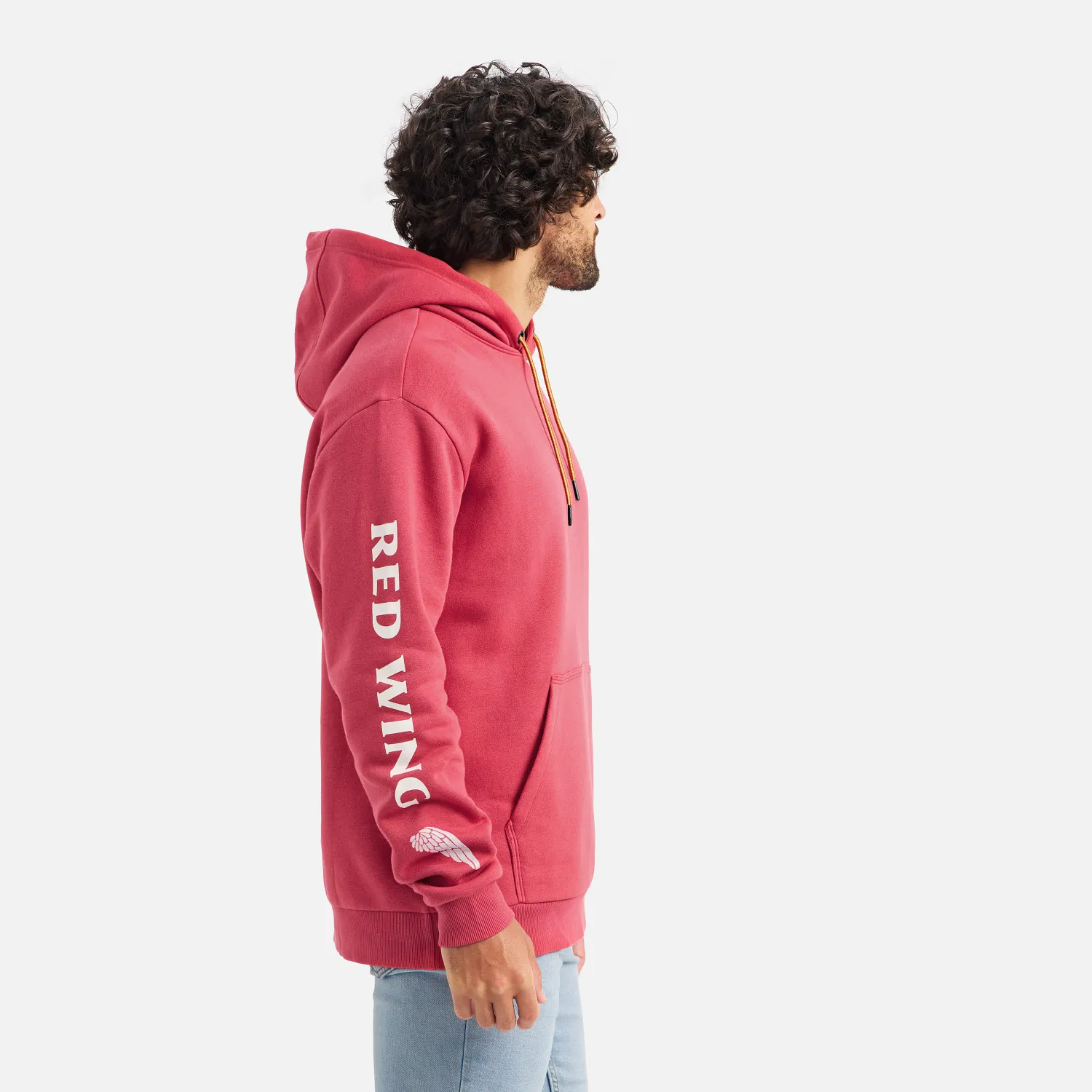 Red Wing Shoes Hoodie With Sleeve Print Men's Hoodie In Red