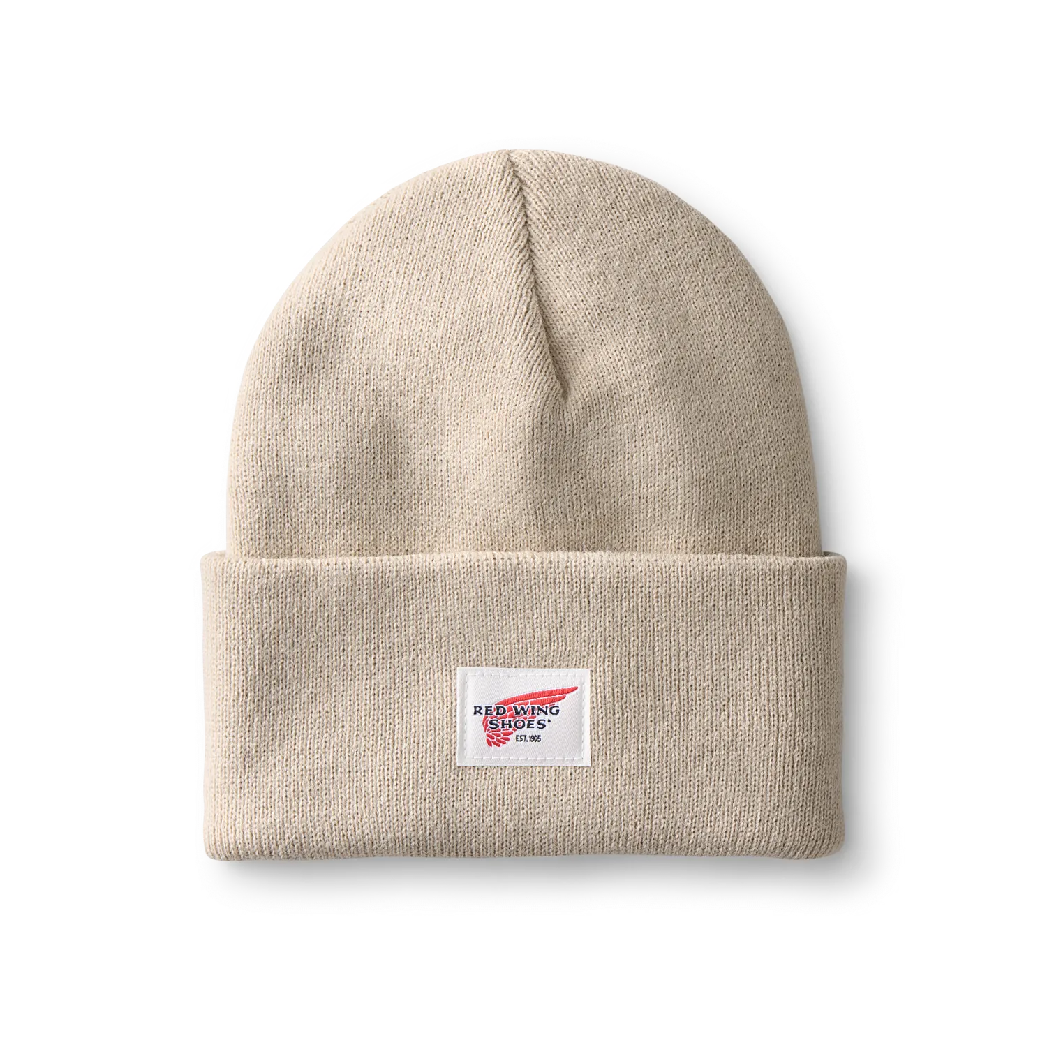 red wing shoes Logo Knit Beanie Hat Unisex Cuffed Beanie Hat in Stone