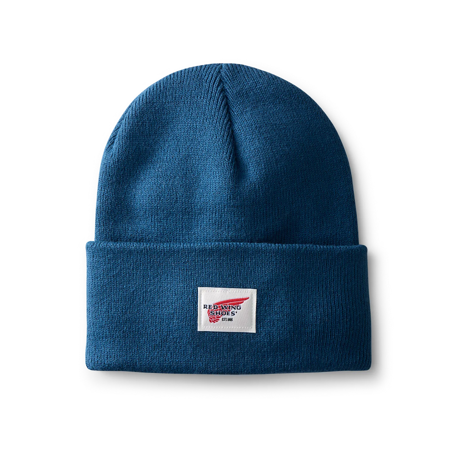 red wing shoes Logo Knit Beanie Hat Unisex Knit Watch Hat in Blue