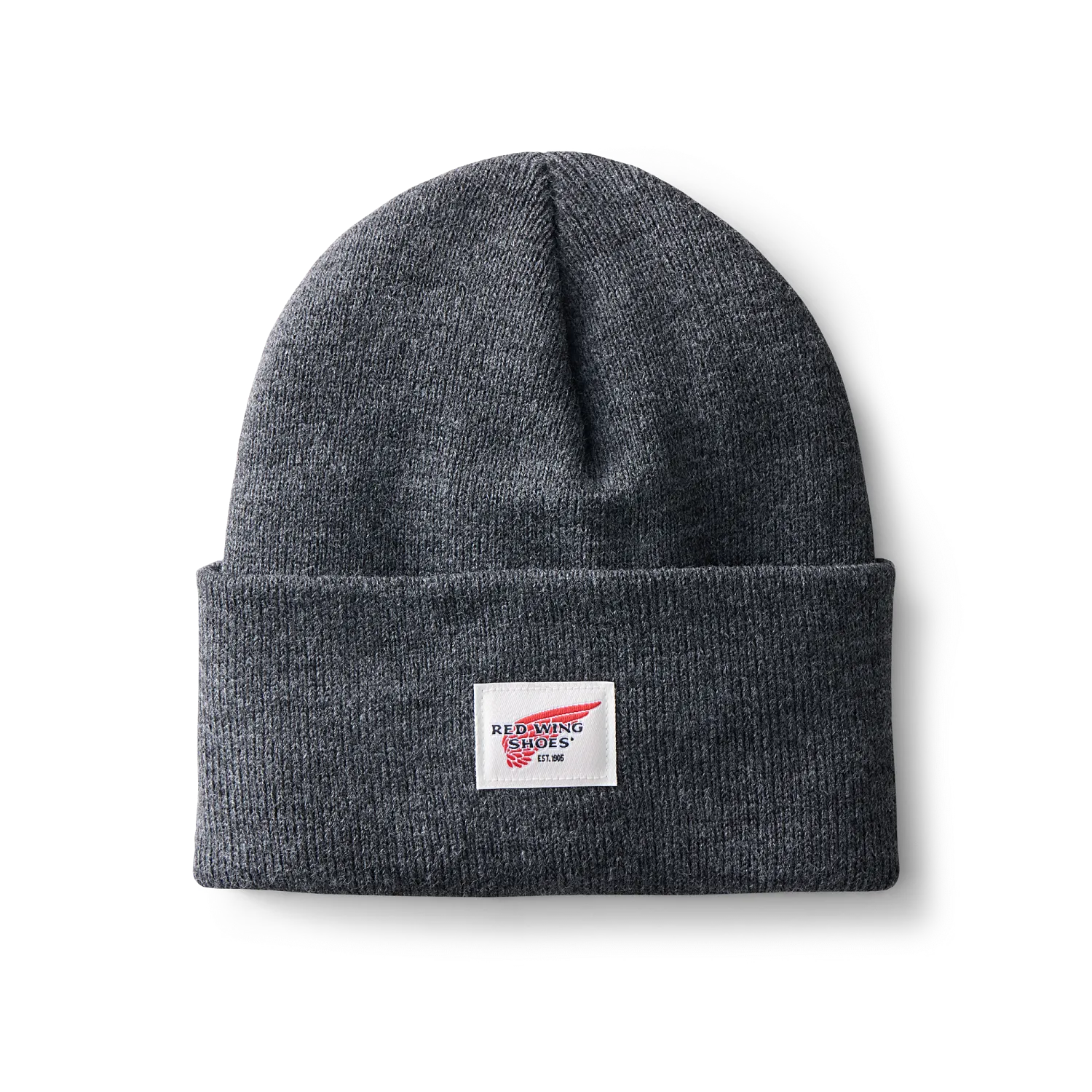 red wing shoes Logo Knit Beanie Hat Unisex Knit Watch Hat in Dark Gray Heather