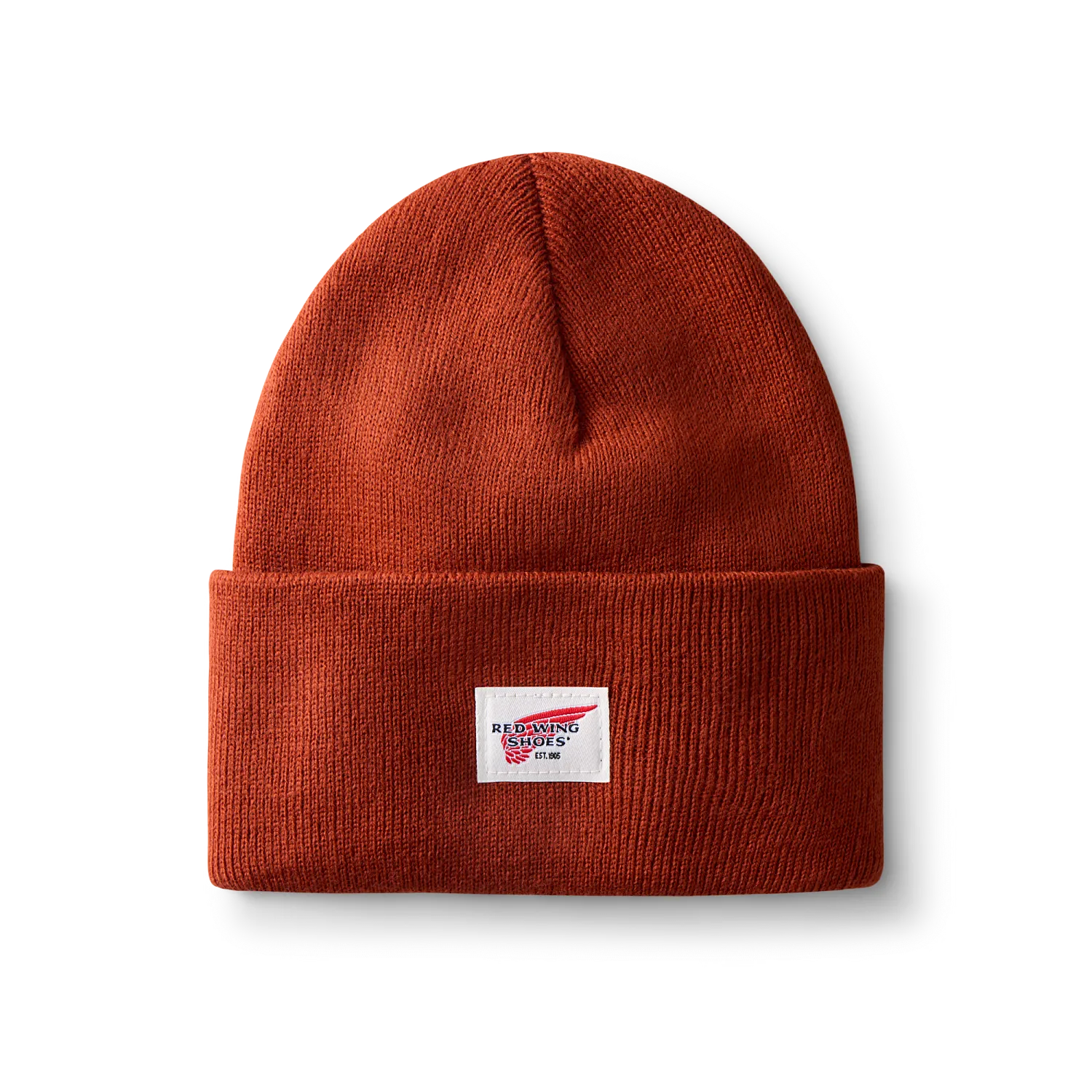 red wing shoes Logo Knit Beanie Hat Unisex Knit Watch Hat in Rust