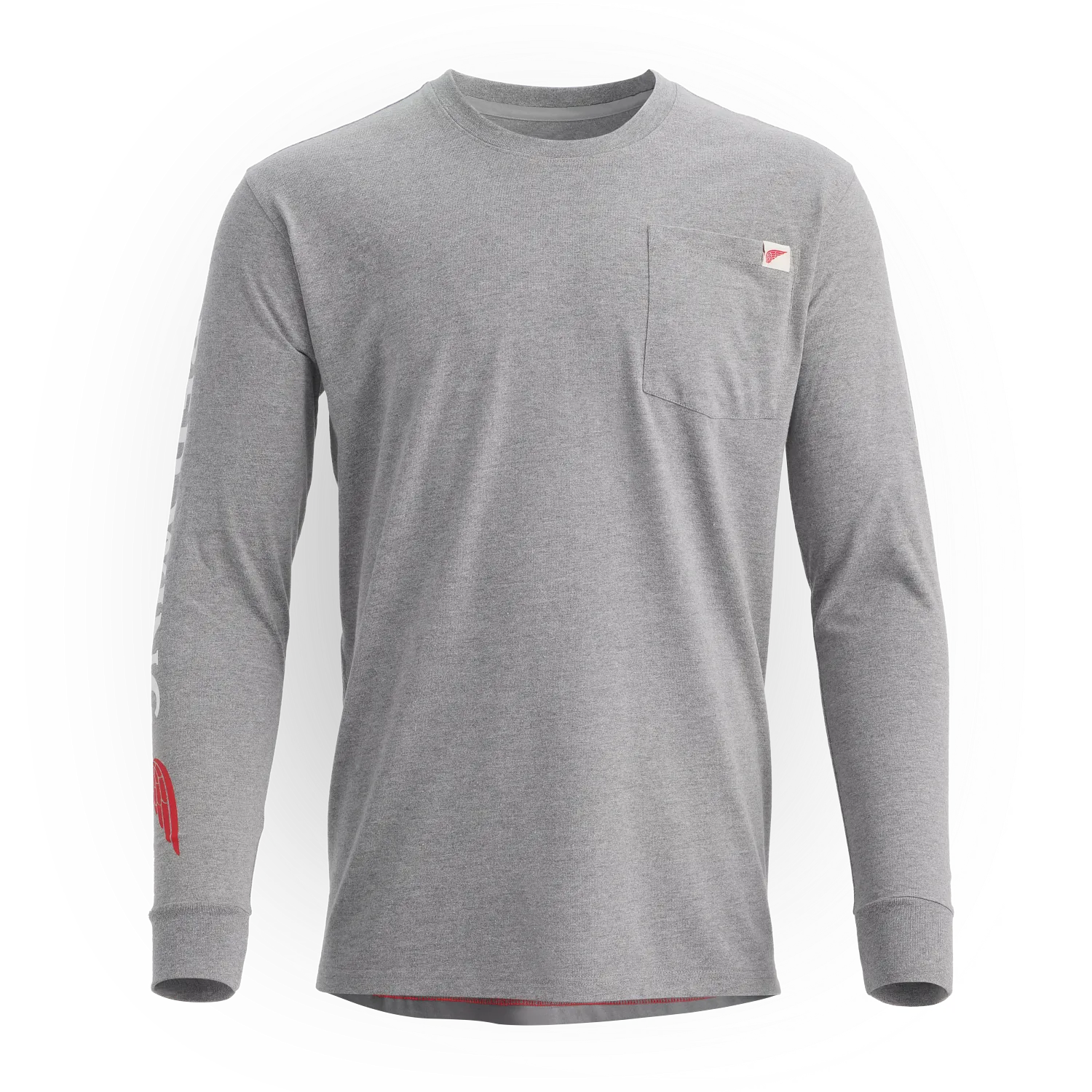 red wing shoes Long Sleeve Pocket T-Shirt with Sleeve Print Men's Long Sleeve Tee in Dark Gray
