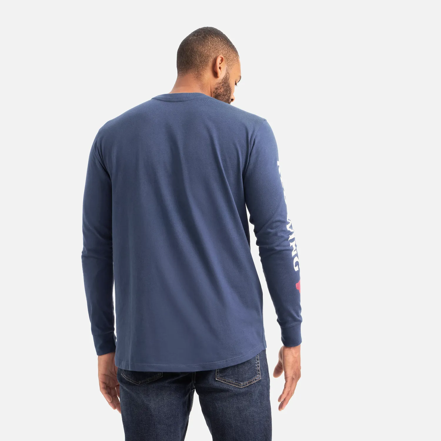 Red Wing Shoes Long Sleeve Pocket T-Shirt With Sleeve Print Men's Long Sleeve Tee In Navy