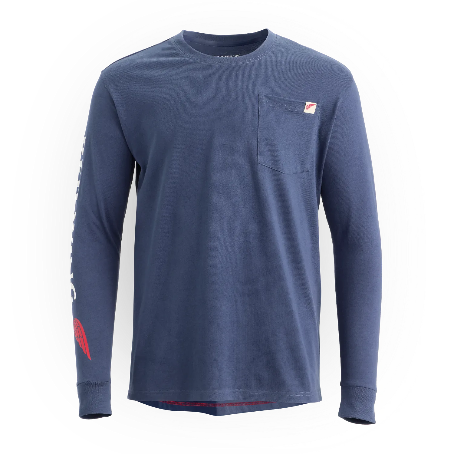 red wing shoes Long Sleeve Pocket T-Shirt with Sleeve Print Men's Long Sleeve Tee in Navy