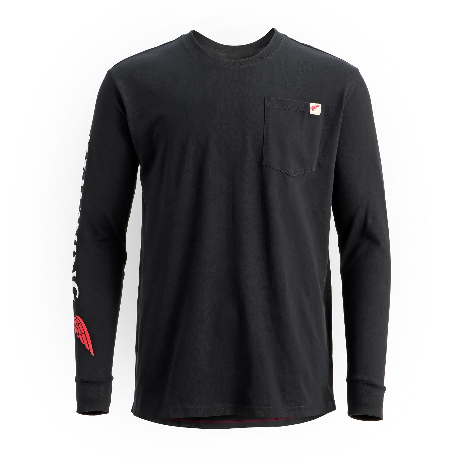 red wing shoes Long Sleeve Pocket T-Shirt with Sleeve Print Men's Long Sleeve Tee in Black
