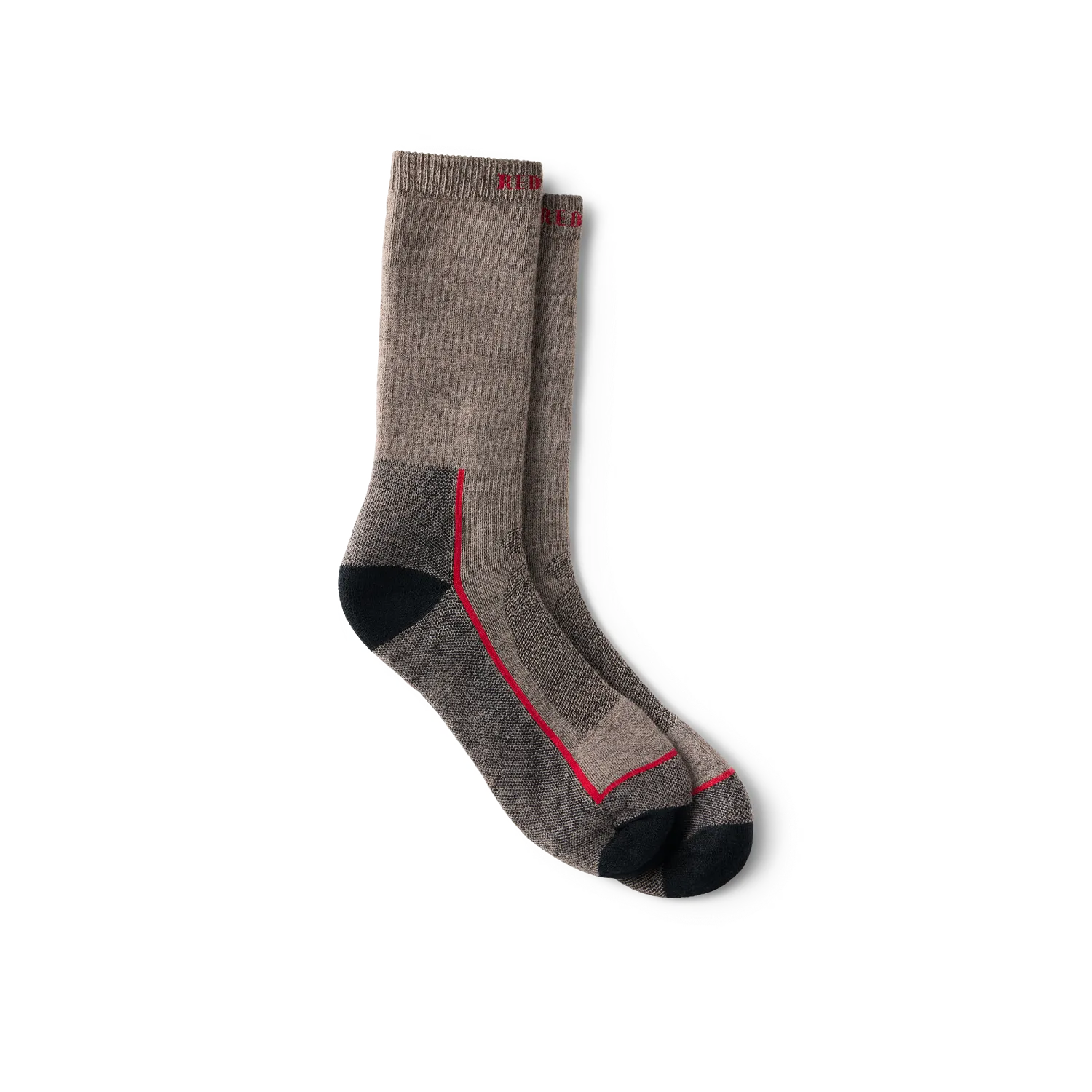 red wing shoes Premium Safety Medium Weight Crew Unisex Merino Wool Blend Crew Sock in Brown