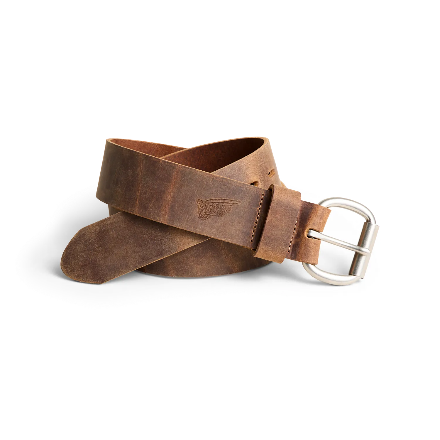 red wing shoes Roller Bar Leather Belt Red Wing Leather Belt with Roller Bar in Brown