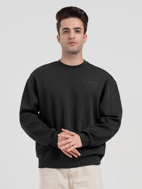 Redtape Black Graphic Print Sweatshirt For Men | Comfortable With Stylish Design Black