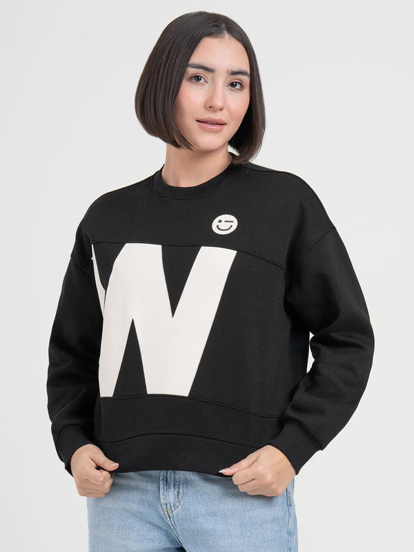 Redtape Black Graphic Sweatshirt For Women | Casual Everyday Comfort Black
