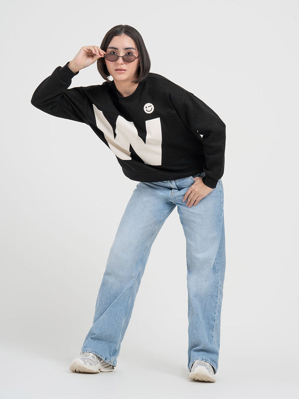 Redtape Black Graphic Sweatshirt For Women | Casual Everyday Comfort Black