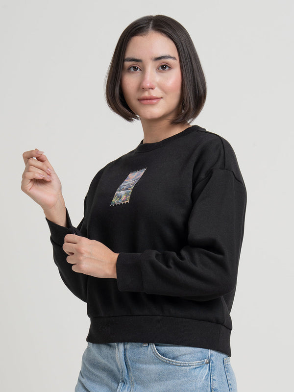 Redtape Black Graphic Sweatshirt For Women | Sweatshirts For Women For Winter Comfort Black