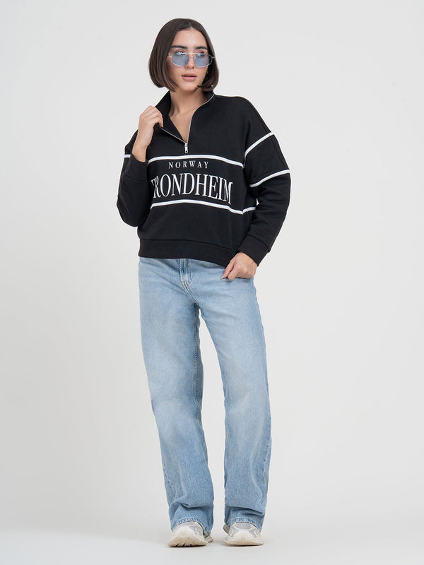 Redtape Black Half-Zip Sweatshirt For Women | Effortless Everyday Style Black