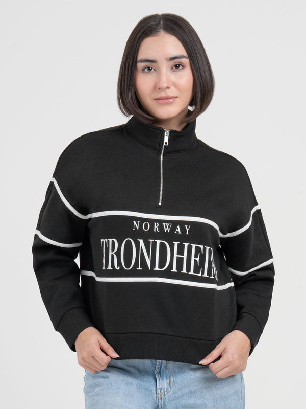 Redtape Black Half-Zip Sweatshirt For Women | Effortless Everyday Style Black