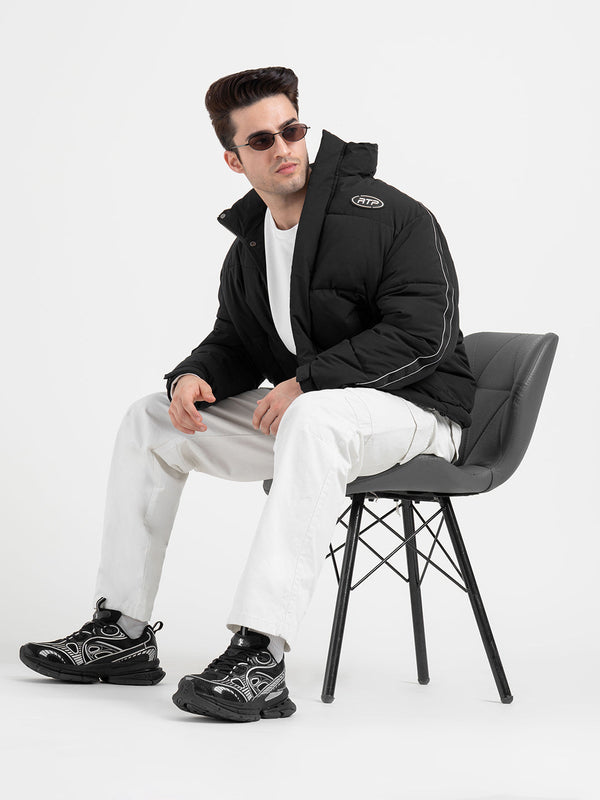 Redtape Black Padded Jacket For Men | Full-Sleeve Light Weight Winter Protection Black