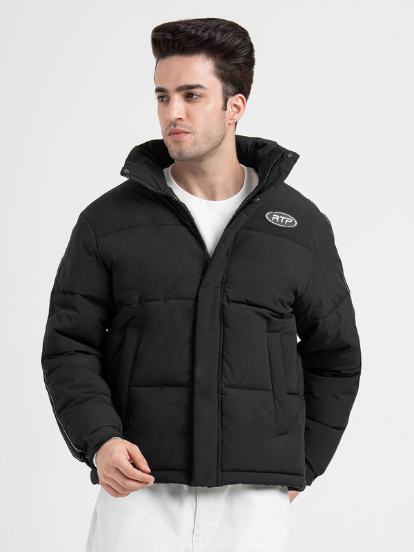 Redtape Black Padded Jacket For Men | Full-Sleeve Light Weight Winter Protection Black