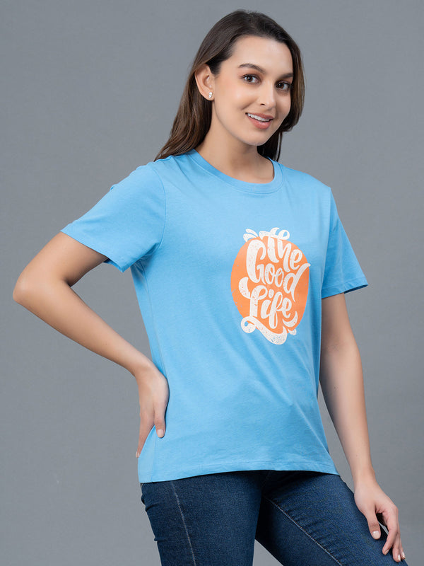 Redtape Casual Cotton T-Shirt For Women Deep Sky Blue
