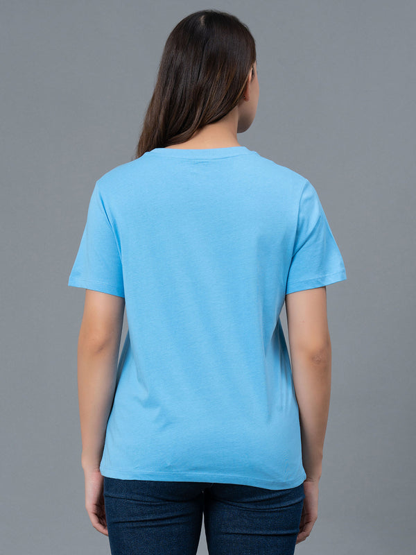 Redtape Casual Cotton T-Shirt For Women Deep Sky Blue