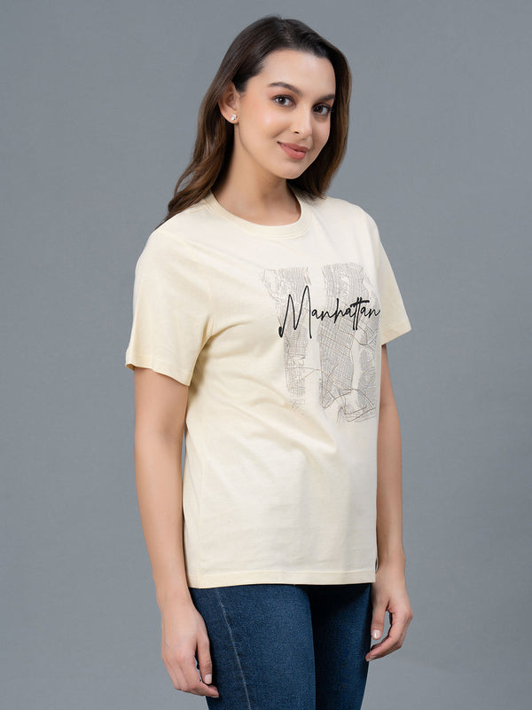 Redtape Casual Cotton T-Shirt For Women Pale Yellow