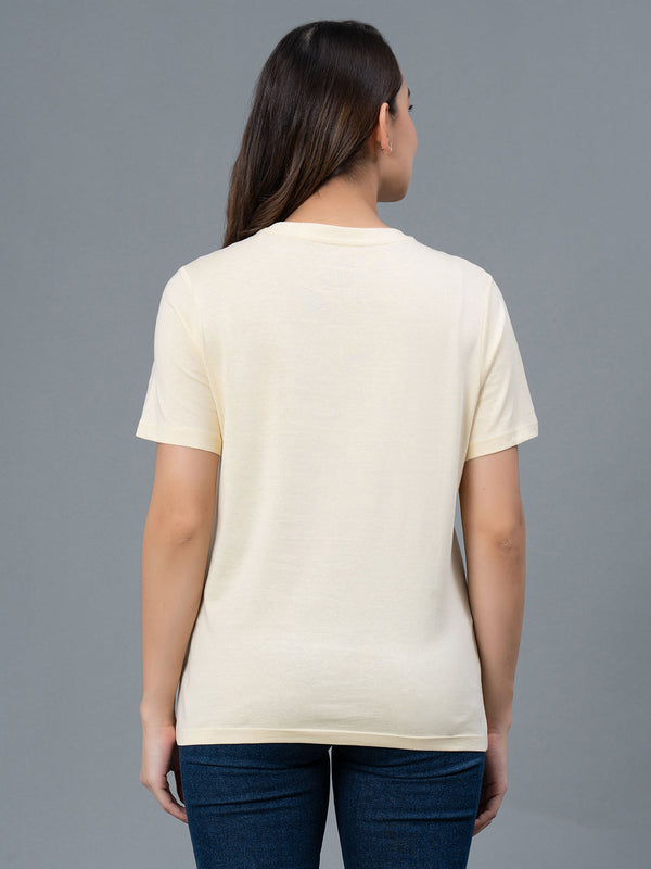 Redtape Casual Cotton T-Shirt For Women Pale Yellow